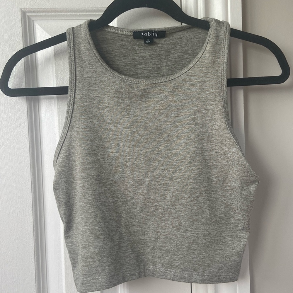 Heather Green Cropped Tank Top